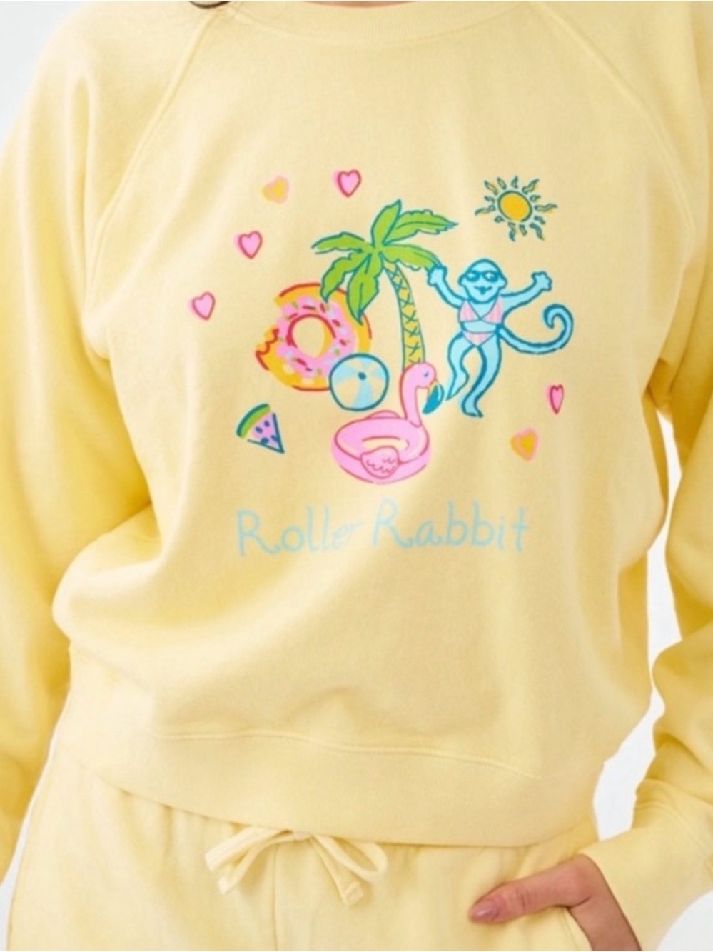 Roller Rabbit Yellow Pool Party Crewneck XS